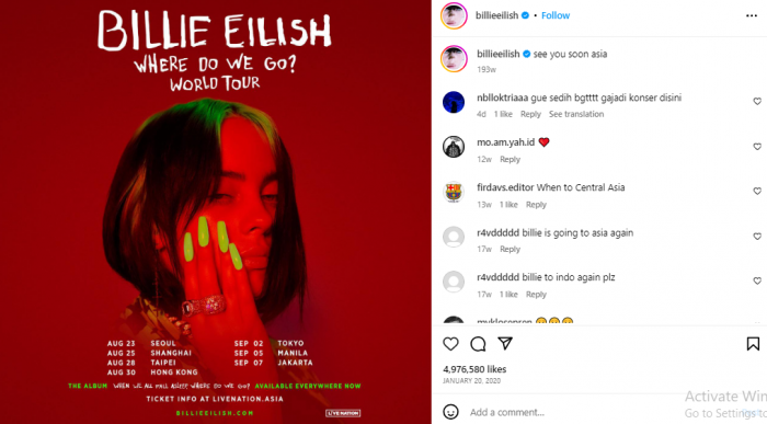 Billie Eilish Where do we go tour